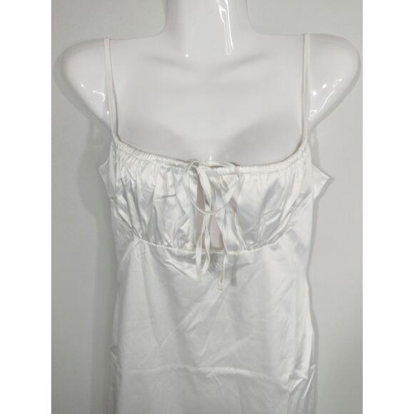 TIC TOC White Satin Bodycon Mini Dress Women's MEDIUM Party Cottage Core NWT - Picture 3 of 10